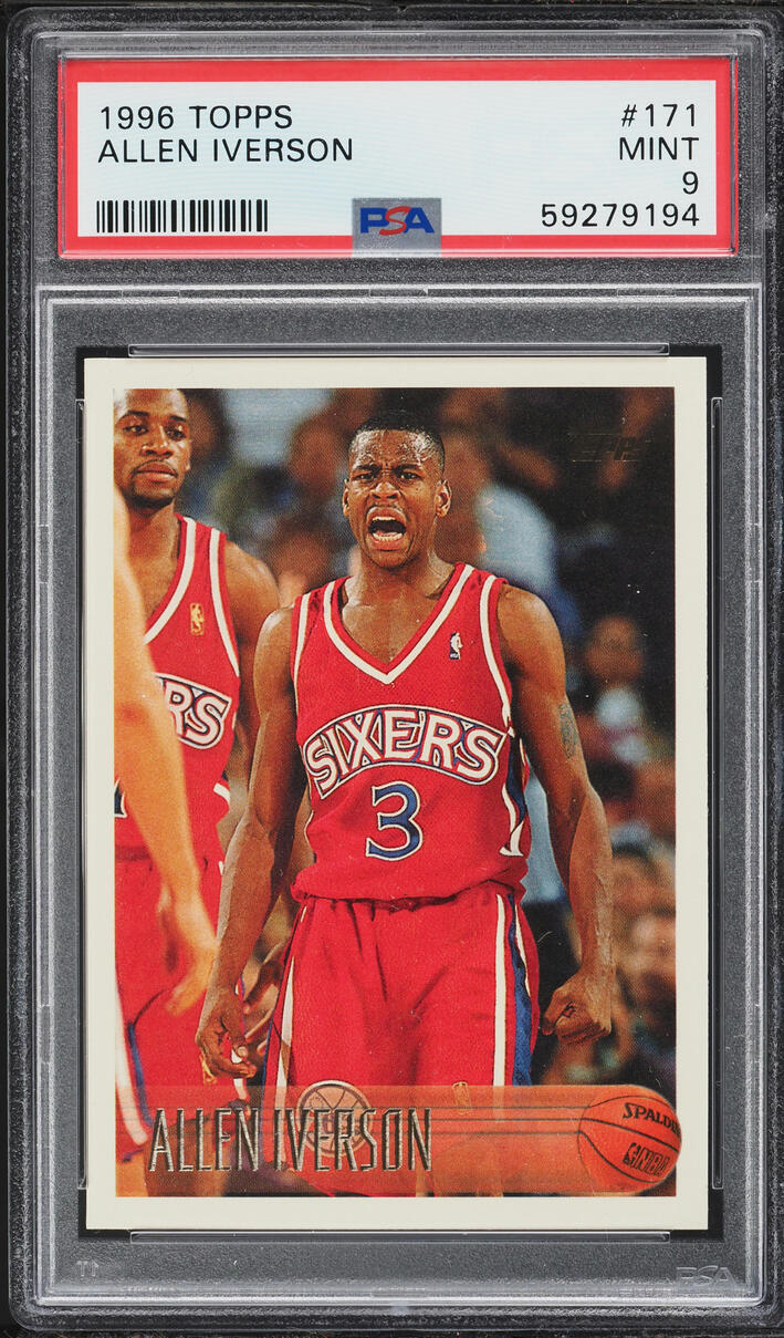 1996 Topps Basketball Allen Iverson ROOKIE #171 PSA 9 MINT on