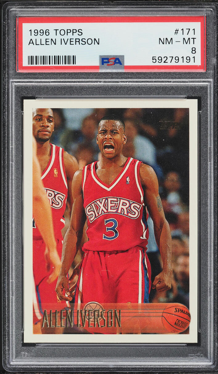 1996 Topps Basketball Allen Iverson ROOKIE #171 PSA 8 NM-MT