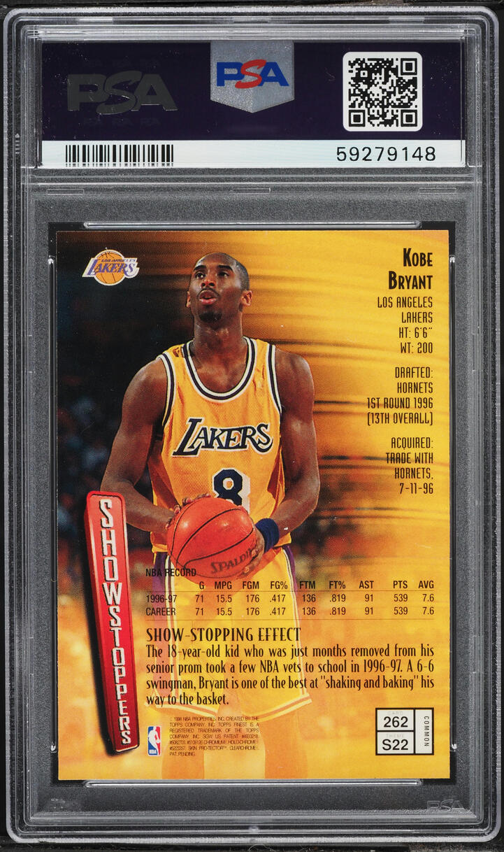 1997 Finest Basketball w/ Coating Kobe Bryant #262 PSA 9 MINT