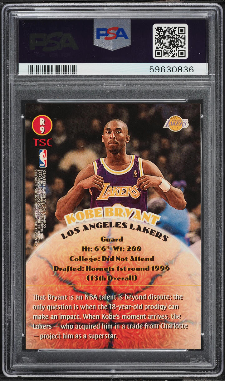 1996 Stadium Club 2 Kobe Bryant ROOKIE #R9 PSA 9 MINT