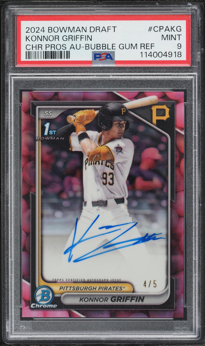 2024 Bowman Chrome Bubble Gum Refractor Konnor Griffin PROSPECT AUTO /5 #CPA-KG PSA 9 MINT
