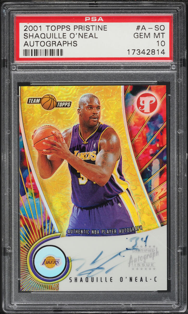 2001 Topps Pristine Shaquille O'Neal AUTO #A-SO PSA 10 GEM MINT