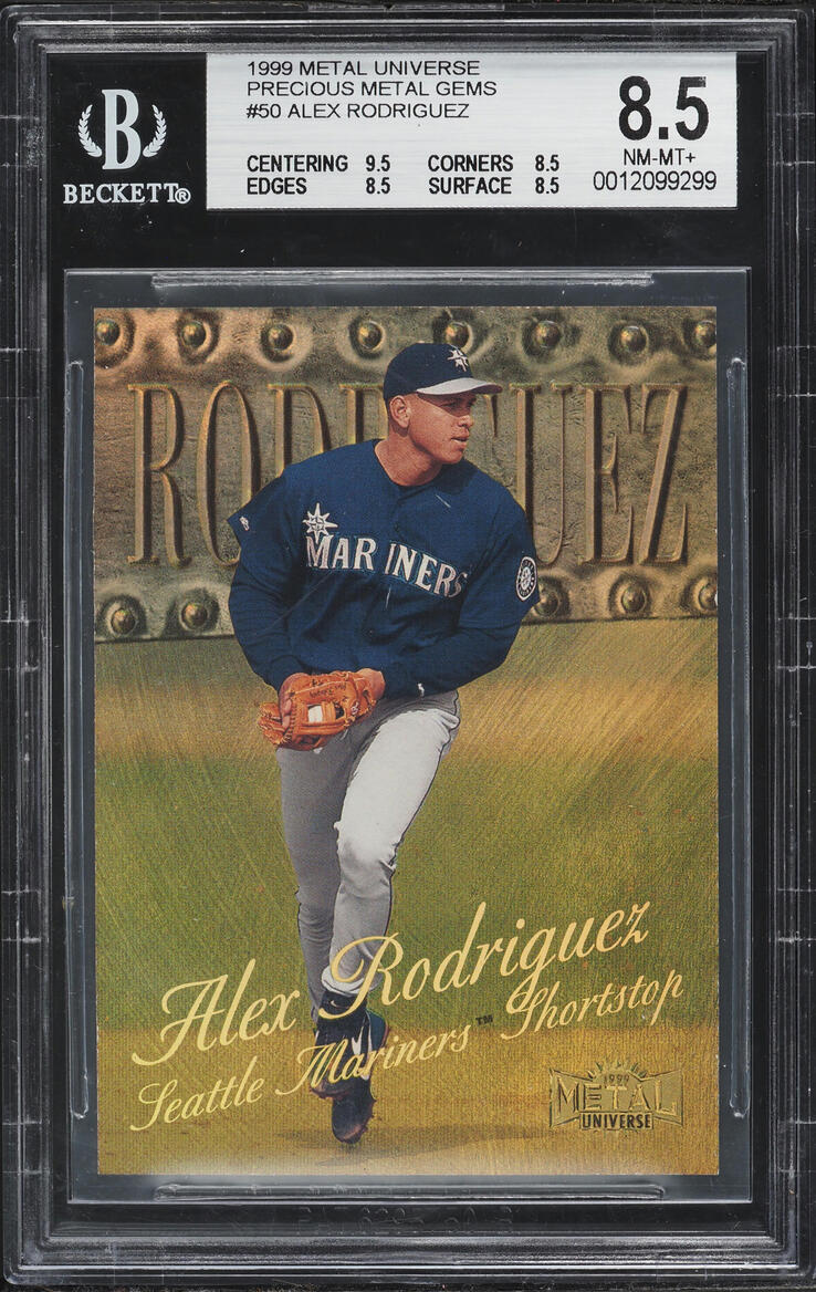 1999 Metal Universe Precious Metal Gems PMG Alex Rodriguez /50 #50 BGS 8.5 NM-MT+