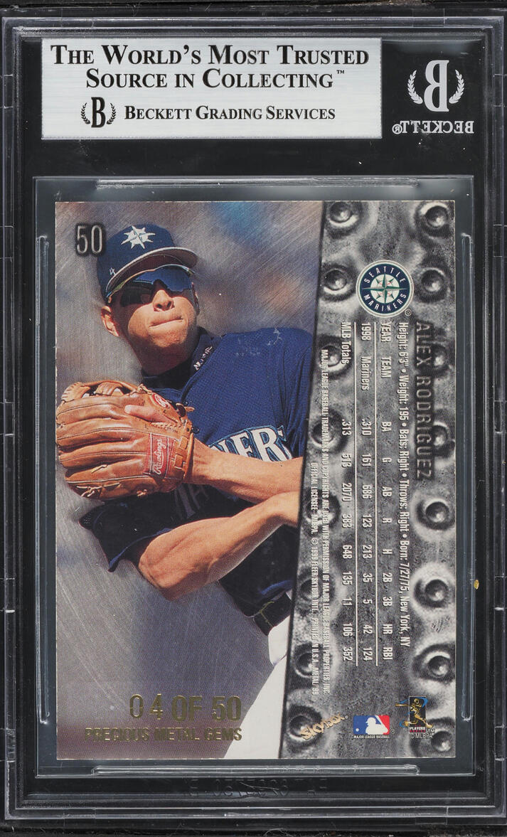 1999 Metal Universe Precious Metal Gems PMG Alex Rodriguez /50 #50 BGS 8.5 NM-MT+