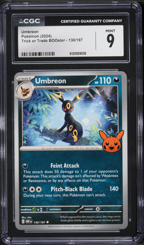 2024 Pokemon Scarlet & Violet Obsidian Flames Trick Or Trade Holo Umbreon #130 CGC 9 MINT
