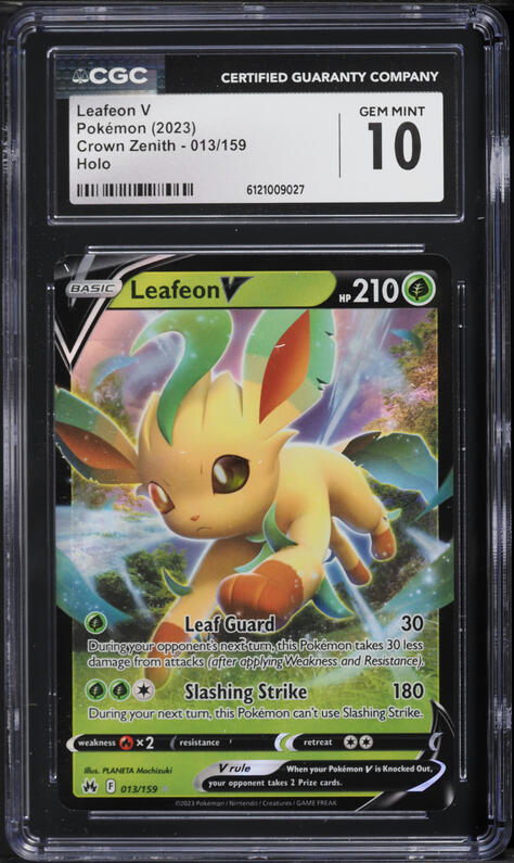2023 Pokemon Sword & Shield Crown Zenith Holo Leafeon V #13 CGC 10 GEM MINT