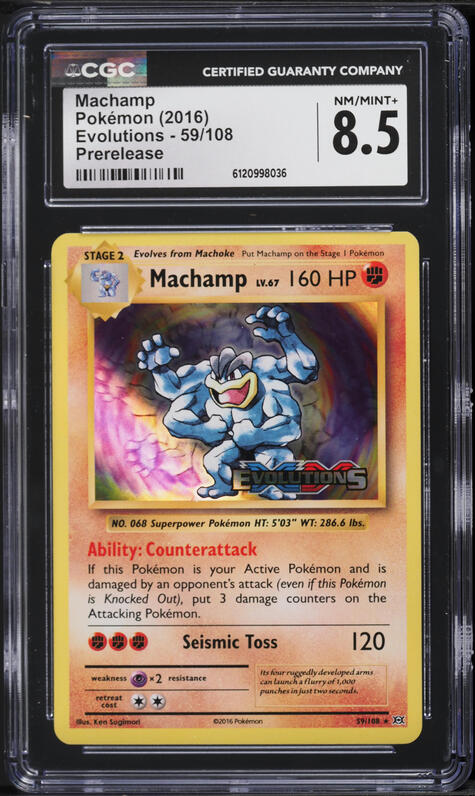 2016 Pokemon XY Evolutions Holo Machamp #59 CGC 8.5 NM-MT+ on Fanatics Collect 2016 Pokemon XY Evolutions Holo Machamp #59 CGC 8.5 NM-MT+ on Fanatics Collect