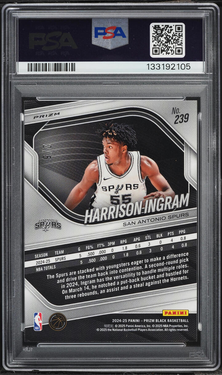 2024 Panini Prizm Black Gold Vinyl FOTL Harrison Ingram ROOKIE /5 #239 PSA 9 MINT