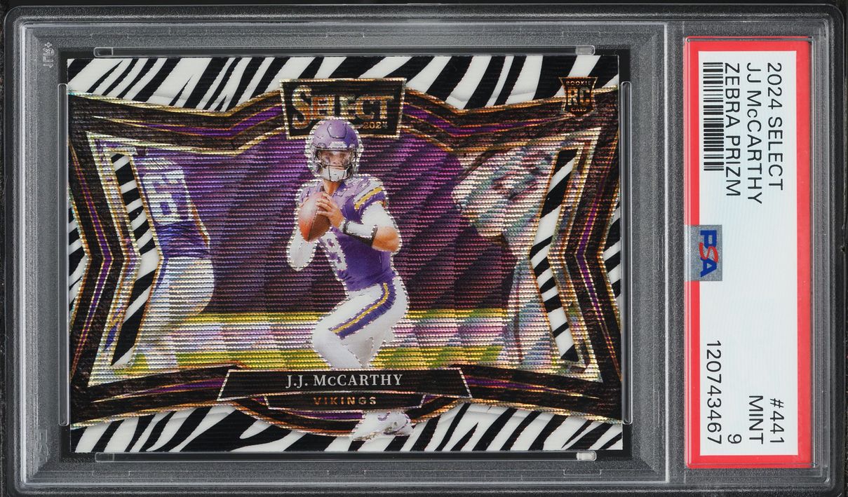 2024 Select Field Level Zebra Prizm J.J. McCarthy ROOKIE #441 PSA 