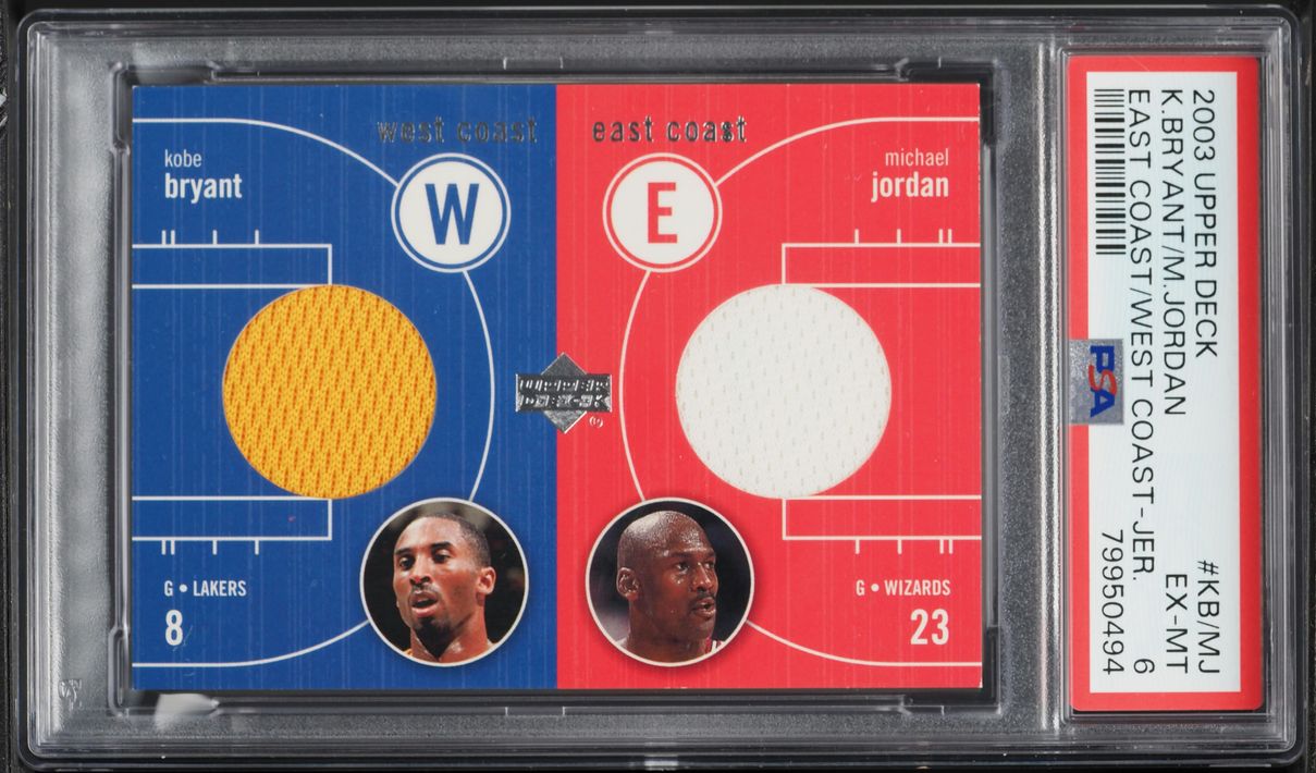 2003 UD East West Coast Kobe Bryant Michael Jordan PATCH #KB/MJ PSA 6 EXMT