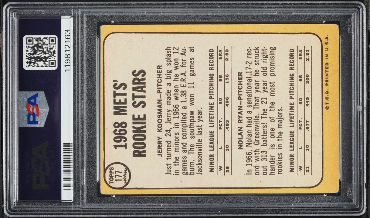 1968 Topps Nolan Ryan ROOKIE #177 PSA 2 GD