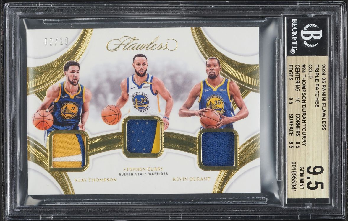 2024 Panini Flawless Triple Gold Klay Thompson Kevin Durant Stephen Curry PATCH /10 #24 BGS 9.5