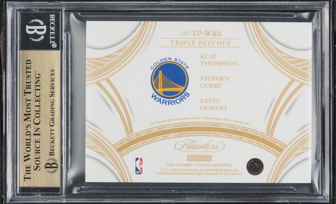2024 Panini Flawless Triple Gold Klay Thompson Kevin Durant Stephen Curry PATCH /10 #24 BGS 9.5