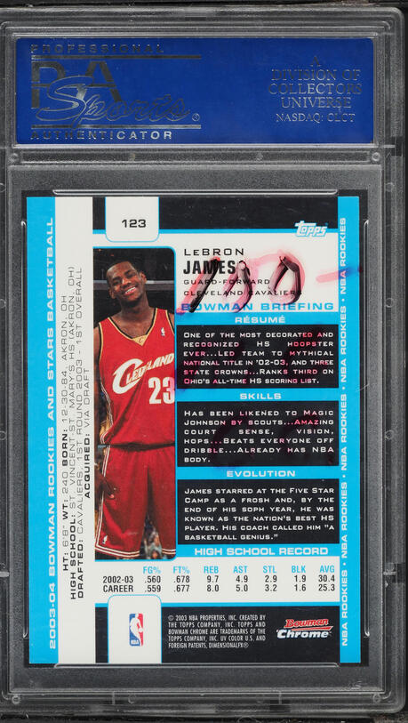 2003 Bowman Chrome LeBron James ROOKIE #123 PSA 9(oc) MINT on