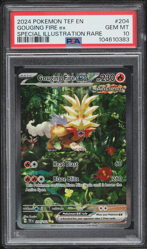 2024 Pokemon Scarlet & Violet Temporal Forces SIR Gouging Fire ex #204 PSA 10 GEM MINT
