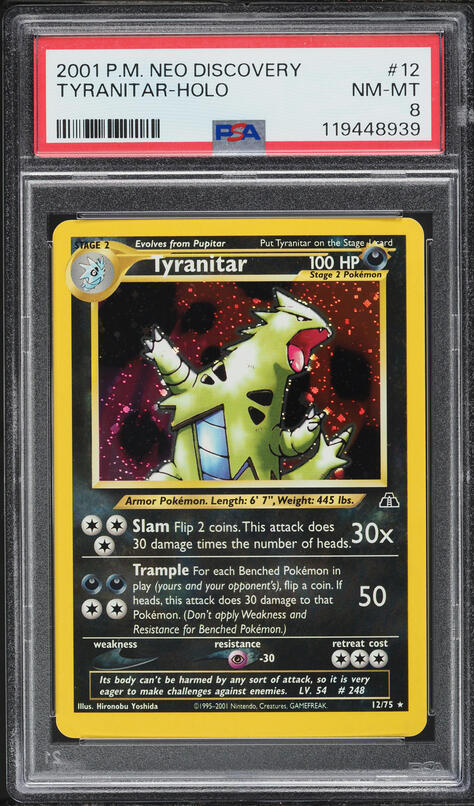2001 Pokemon Neo Discovery Holo Tyranitar #12 PSA 10 GEM MINT on