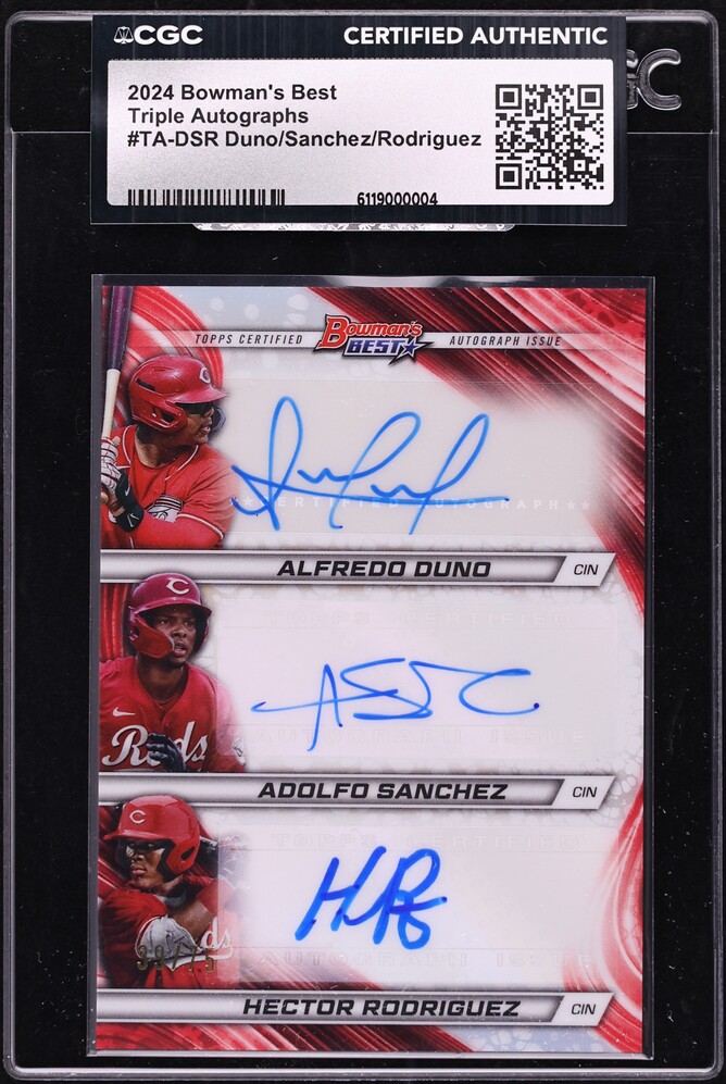 2024 Bowman's Best Triple Duno Sanchez Rodriguez PROSPECT AUTO /75 #TA-DSR CGC AUTH