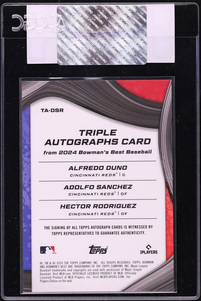 2024 Bowman's Best Triple Duno Sanchez Rodriguez PROSPECT AUTO /75 #TA-DSR CGC AUTH