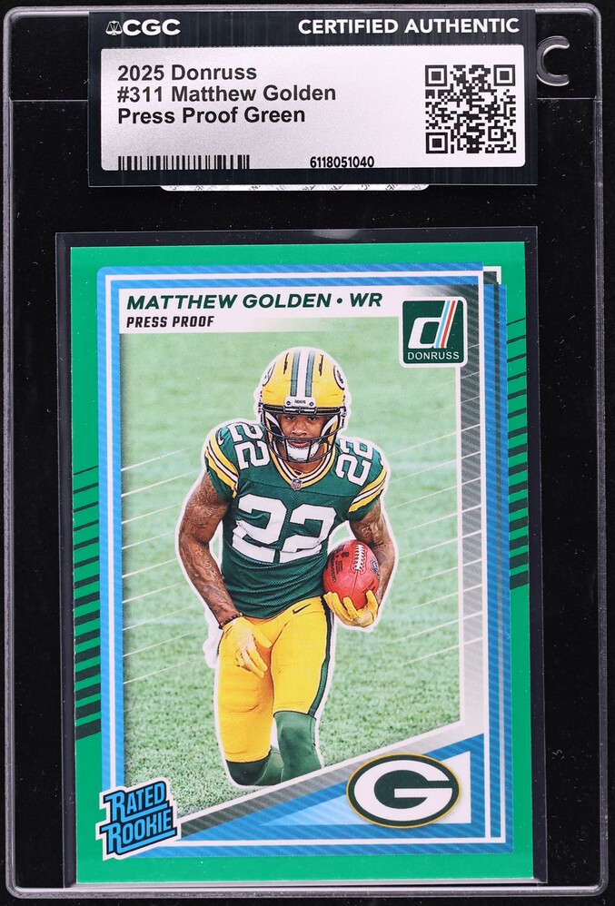 2025 Donruss Press Proof Green Matthew Golden ROOKIE #311 CGC AUTH