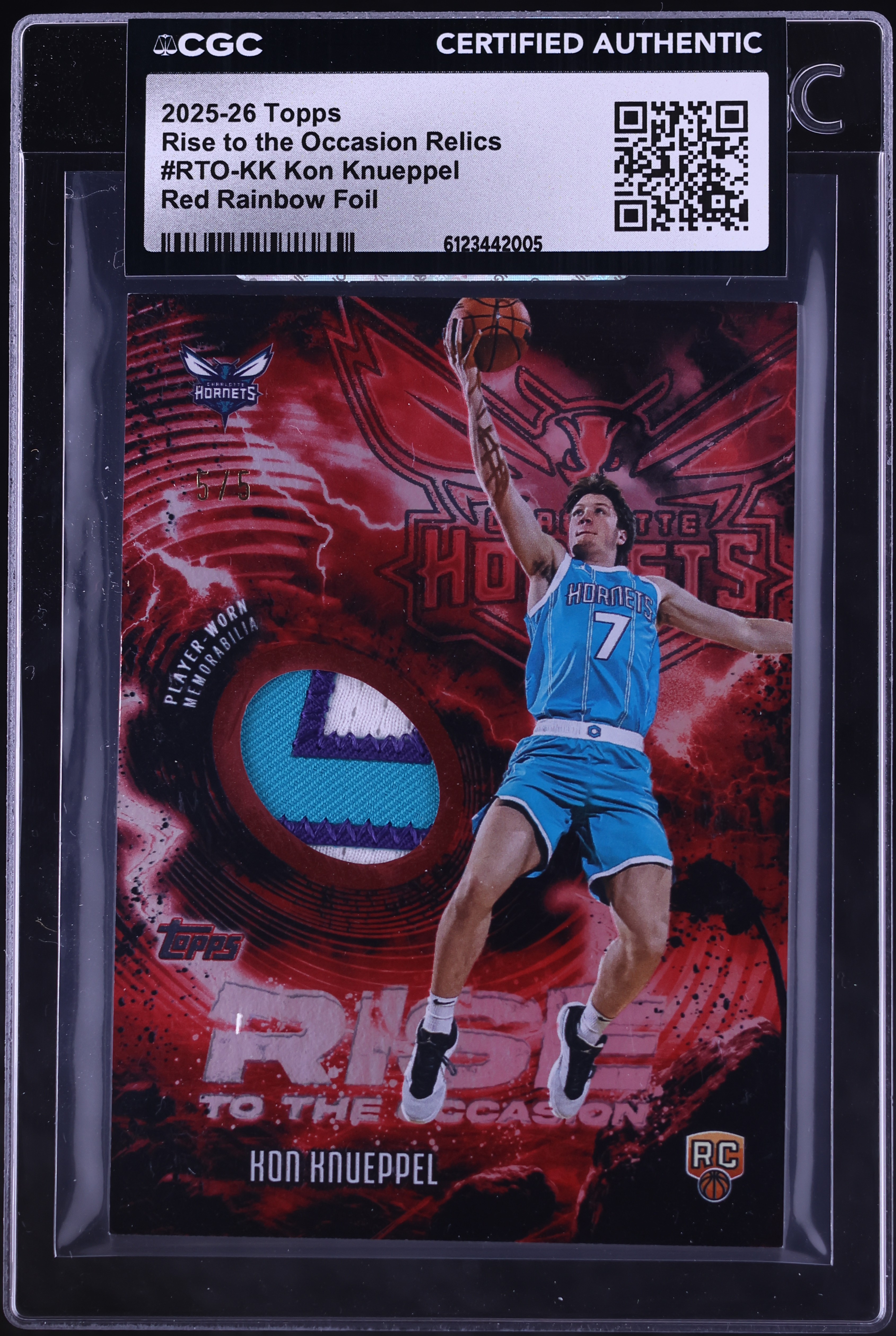 2025 Topps Rise To The Occasion Red Rainbow Foil Kon Knueppel 
