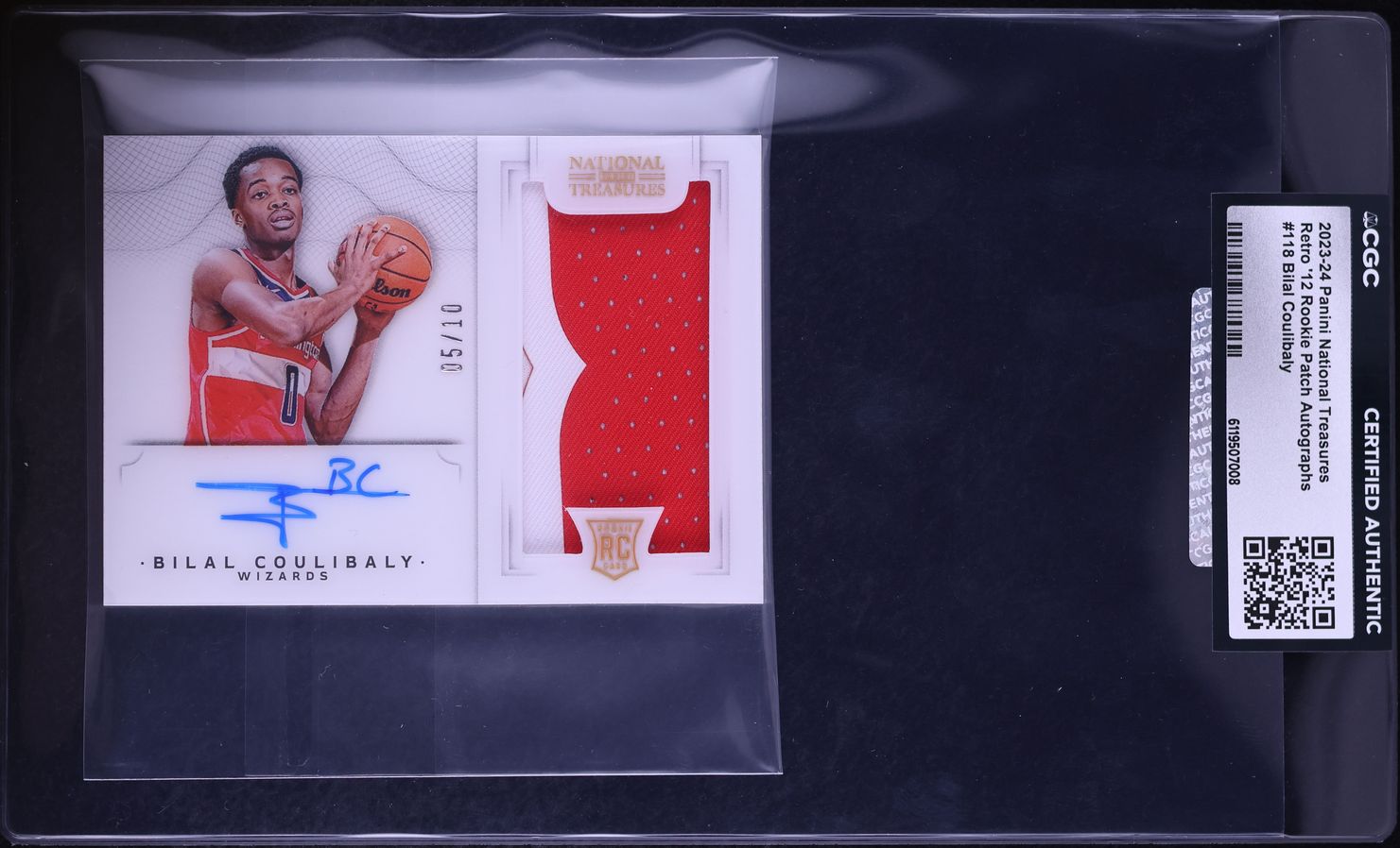 2023 National Treasures Retro '12 Bilal Coulibaly ROOKIE PATCH AUTO /10 #118 CGC AUTH
