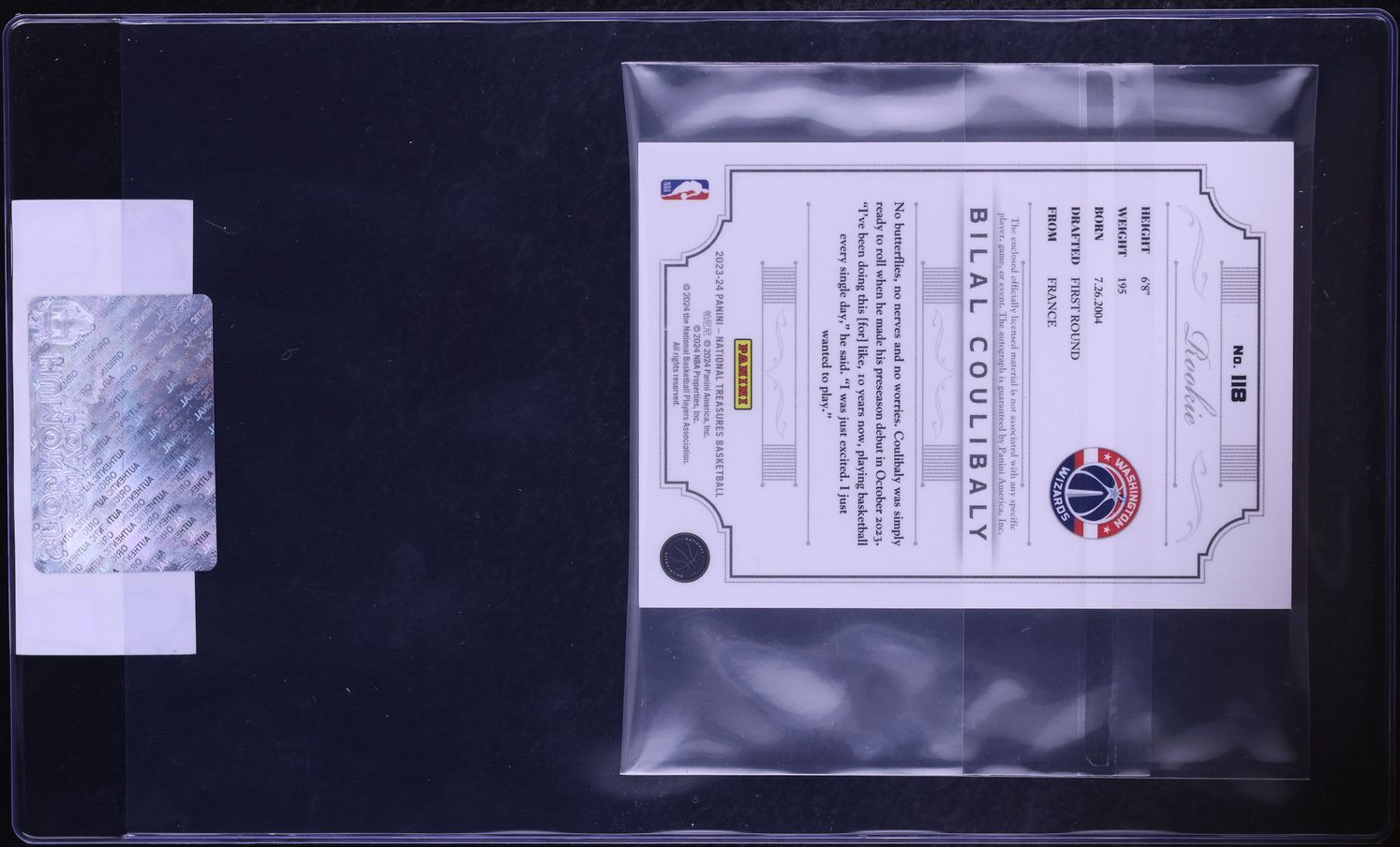 2023 National Treasures Retro '12 Bilal Coulibaly ROOKIE PATCH AUTO /10 #118 CGC AUTH
