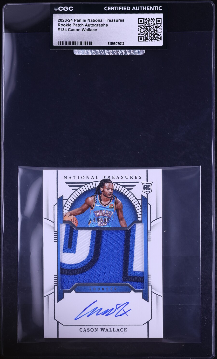2023 National Treasures Cason Wallace ROOKIE PATCH AUTO /99 #134 CGC AUTH