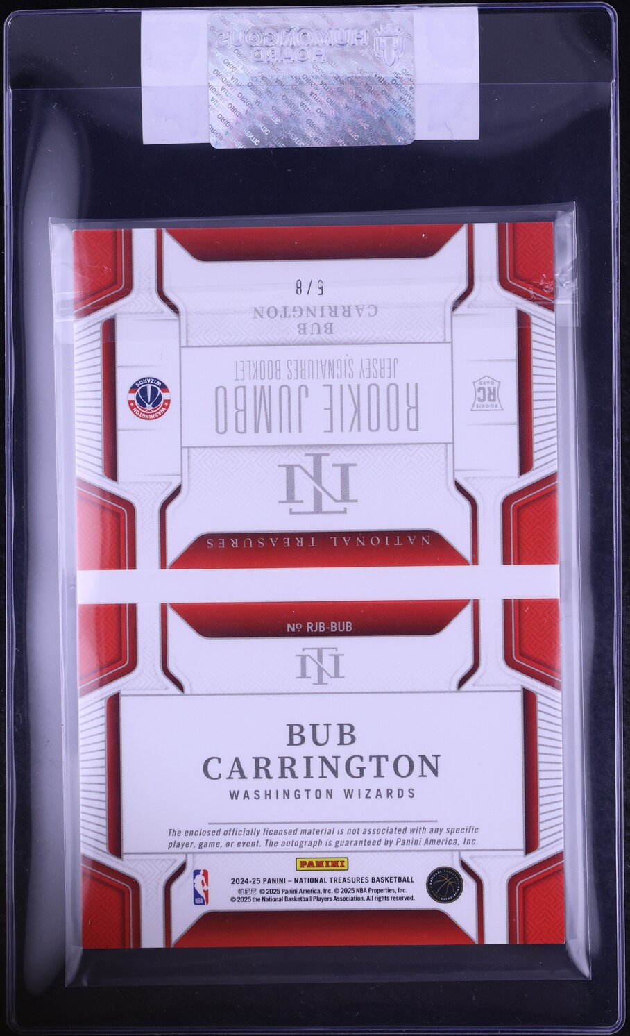 2024 National Treasures Jumbo Book Number Bub Carrington ROOKIE