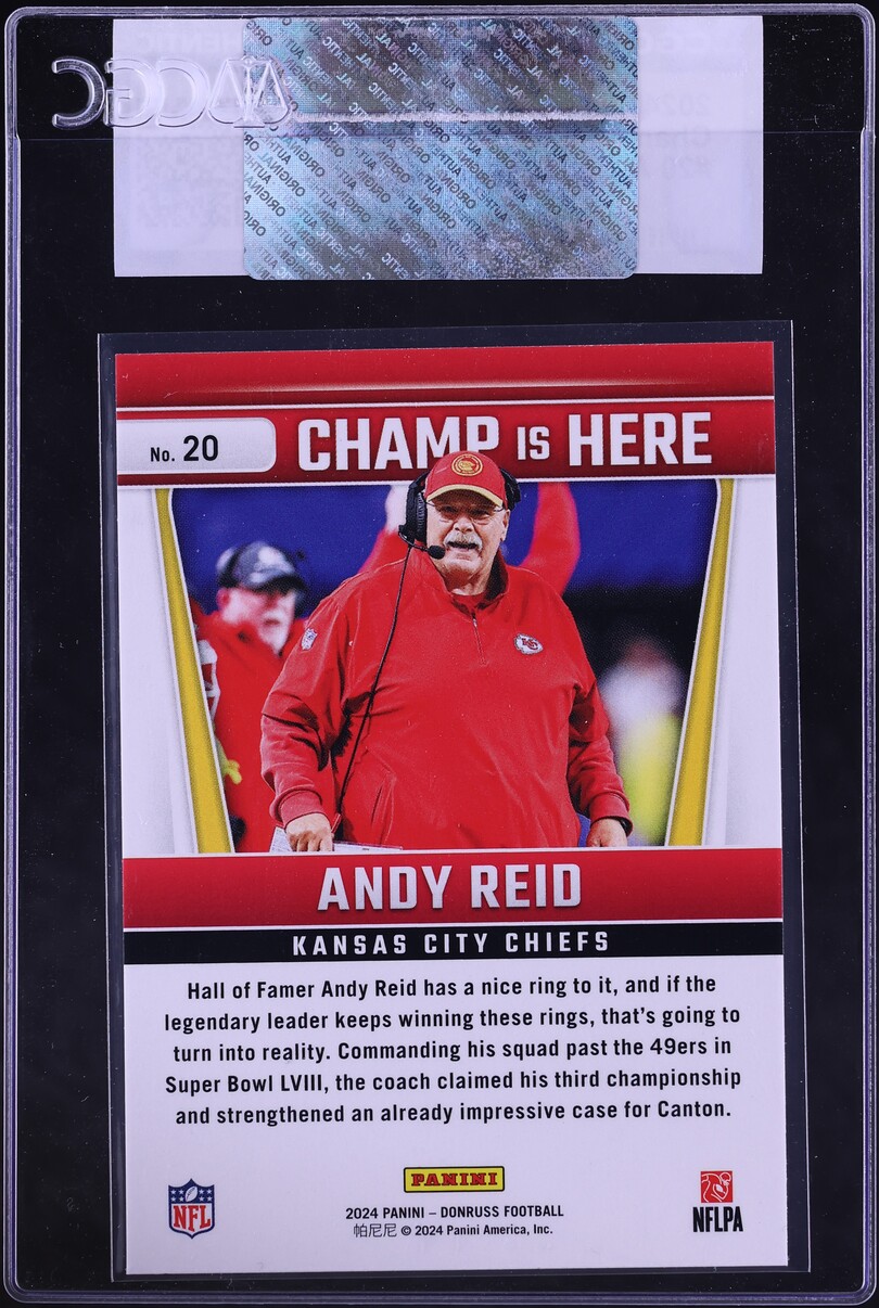 2024 Donruss Champ Is Here Andy Reid #20 CGC AUTH