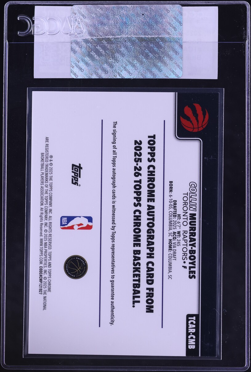 2025-26 Topps Chrome Blue Refractor Collin Murray-Boyles ROOKIE AUTO /150 #TCAR-CMB CGC AUTH