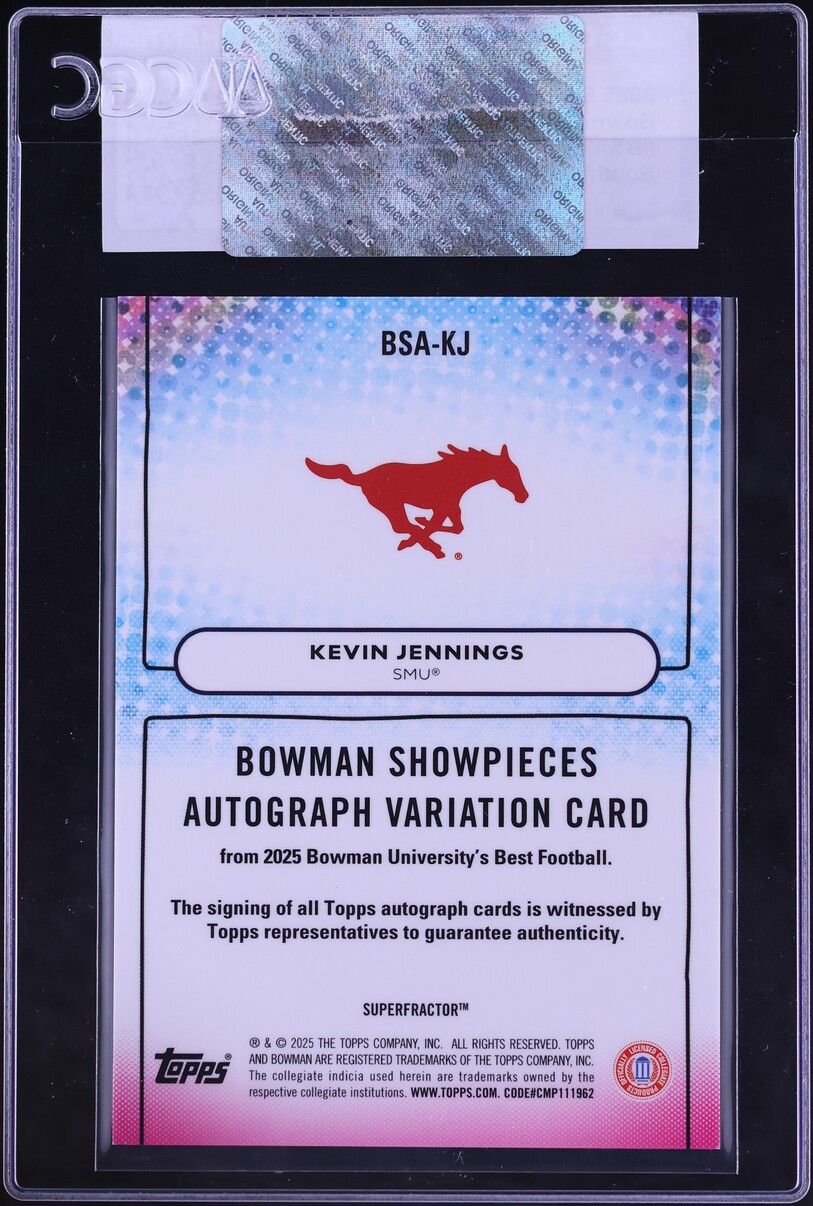 2025 Bowman U Best Bowman Showpieces SuperFractor Kevin Jennings ROOKIE AUTO 1/1 CGC AUTH