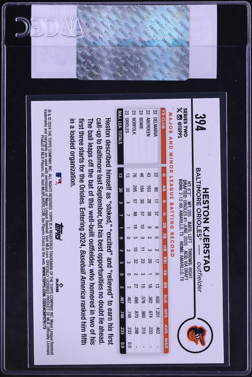 2024 Topps Heston Kjerstad ROOKIE #394 CGC AUTH