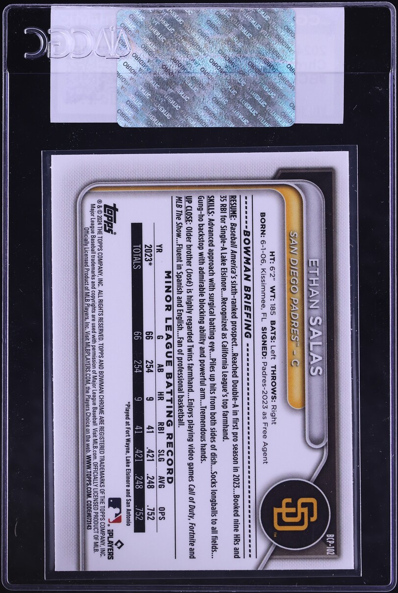 2024 Bowman Chrome Ethan Salas PROSPECT #BCP-102 CGC AUTH
