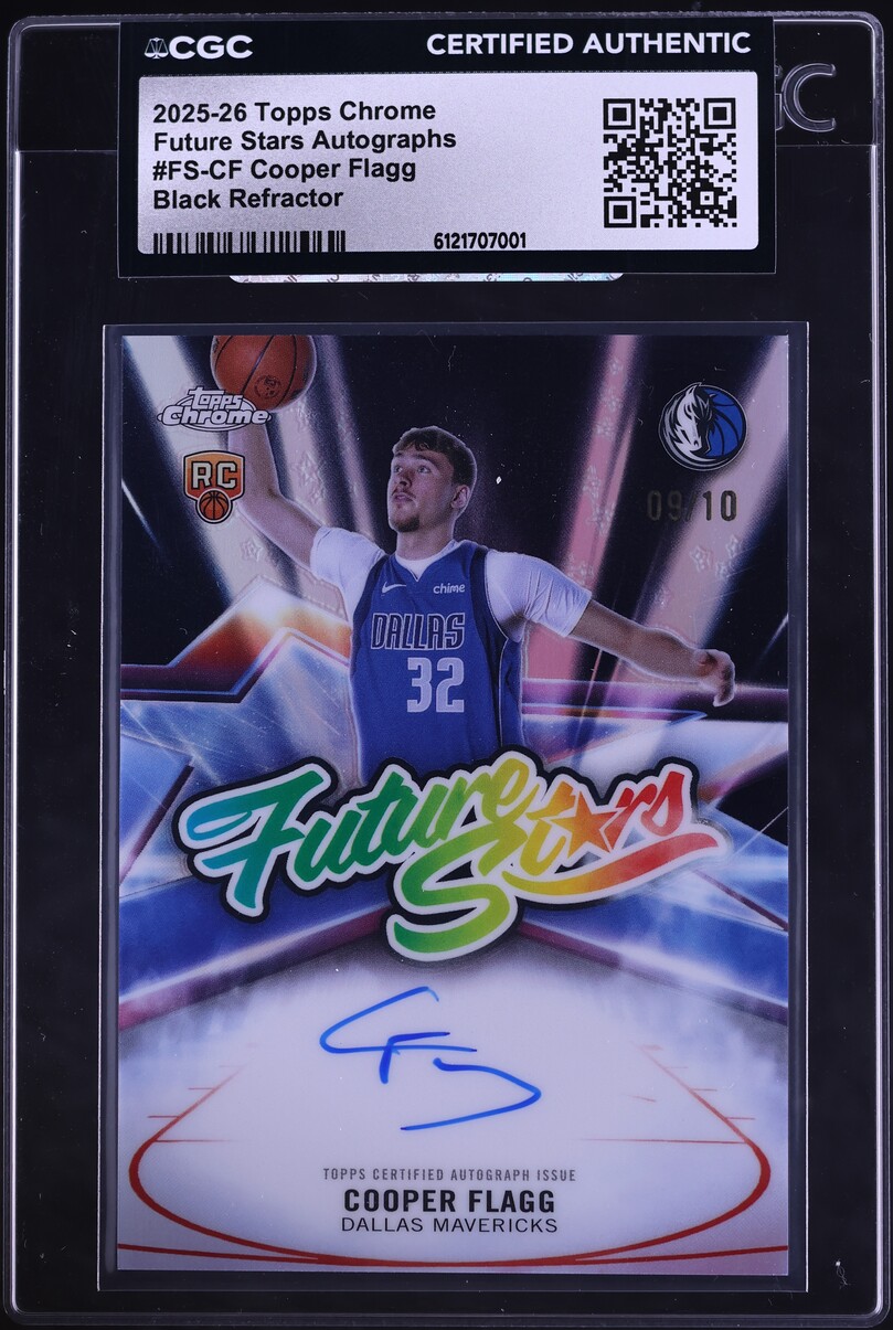 2025 Topps Chrome Future Stars Black Refractor Cooper Flagg ROOKIE AUTO /10 #FS-CF CGC AUTH