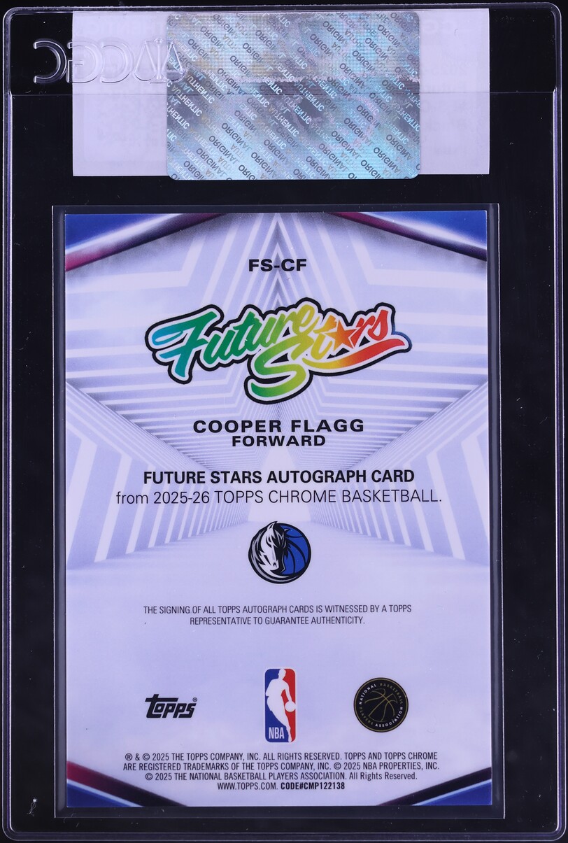 2025 Topps Chrome Future Stars Black Refractor Cooper Flagg ROOKIE AUTO /10 #FS-CF CGC AUTH