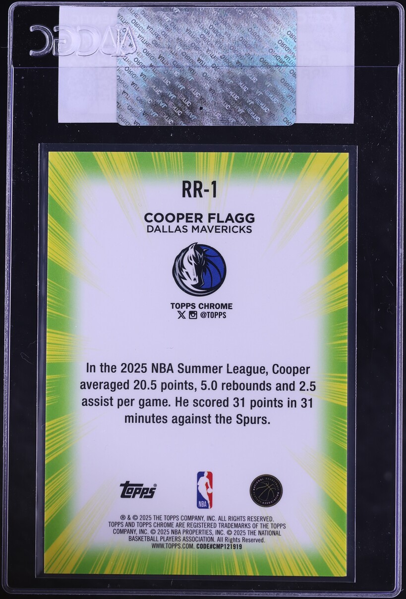 2025 Topps Chrome Radiating Cooper Flagg ROOKIE #RR-1 CGC AUTH