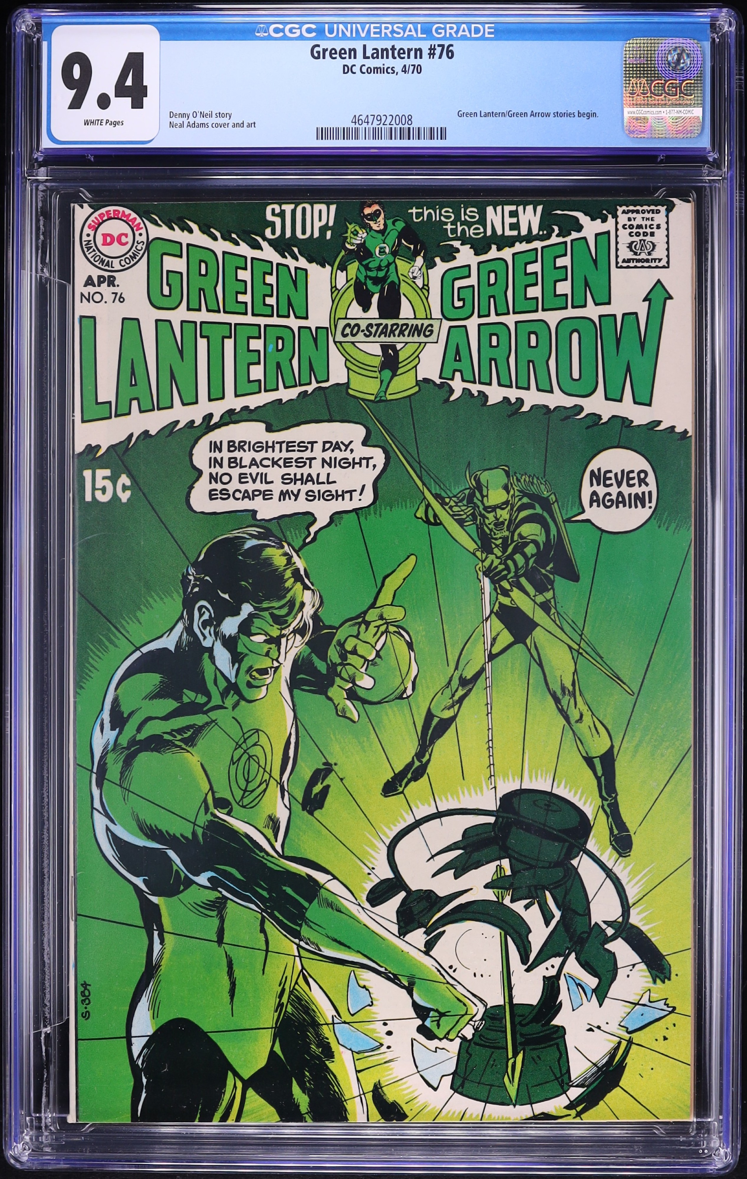 Green Lantern #76 (DC Comics, 1970) CGC 9.4 White Pages on