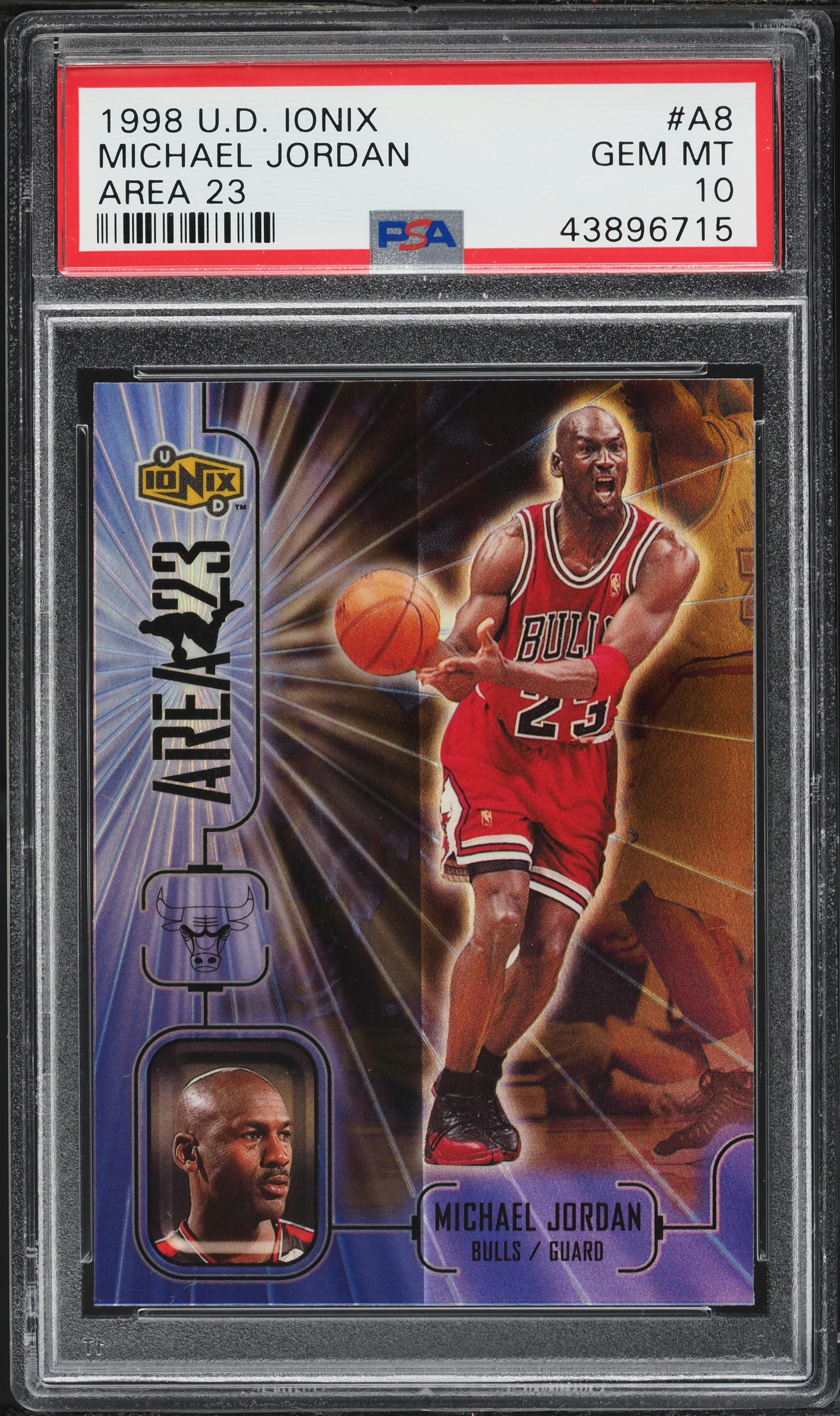 1998 Upper Deck Ionix Area 23 Michael Jordan #A8 PSA 10 GEM MINT