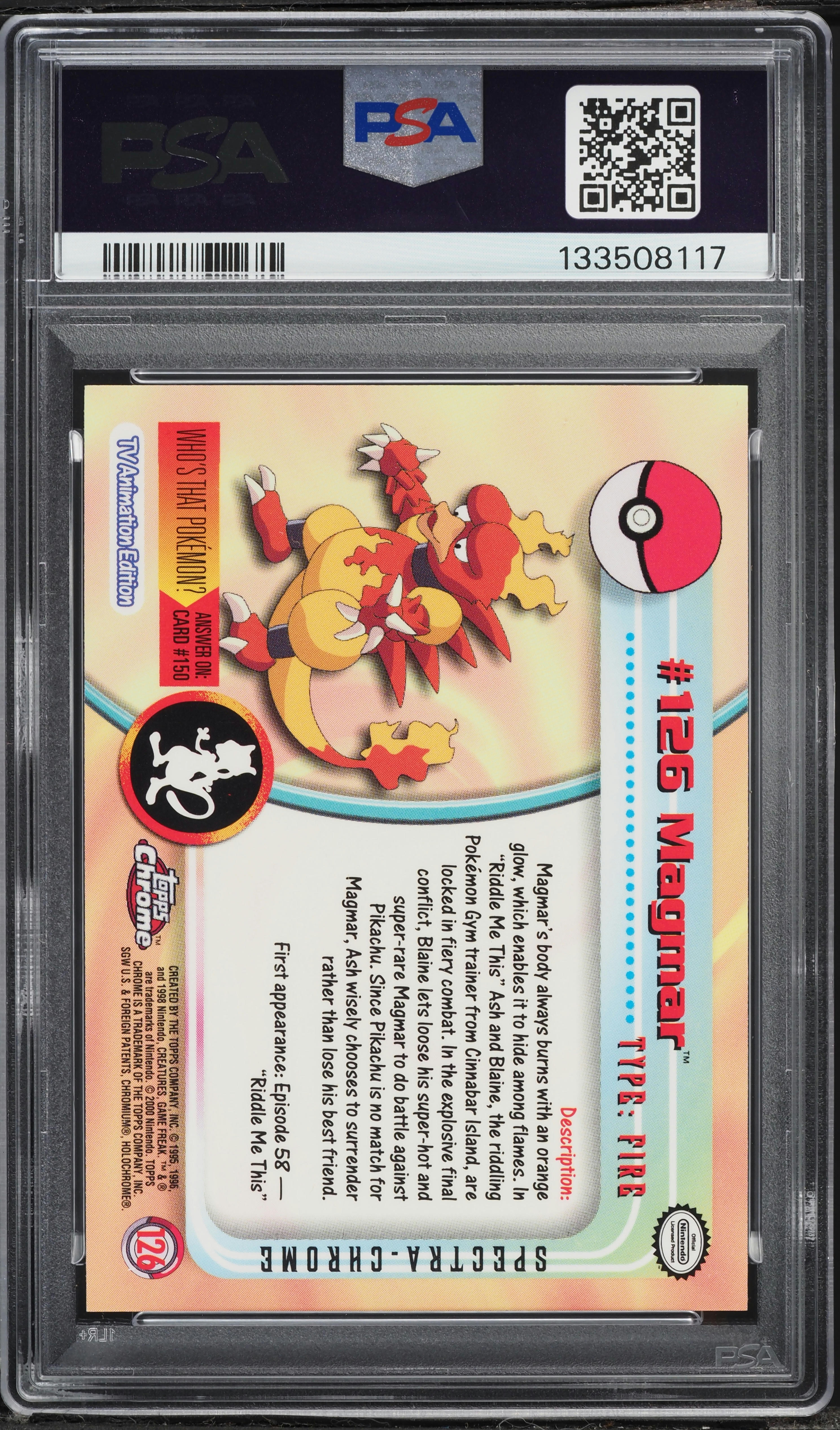 2000 Topps Chrome Pokemon Series 2 Spectra Magmar #126 PSA 10 GEM