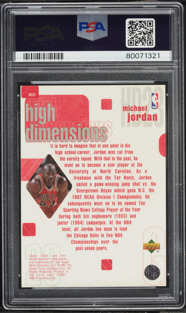 1997 Upper Deck High Dimensions Michael Jordan /2000 #HD23 PSA 9 MINT