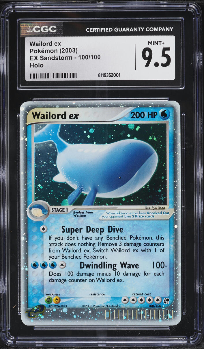 2003 Pokemon EX Sandstorm Holo Wailord ex #100 CGC 9.5 MINT+