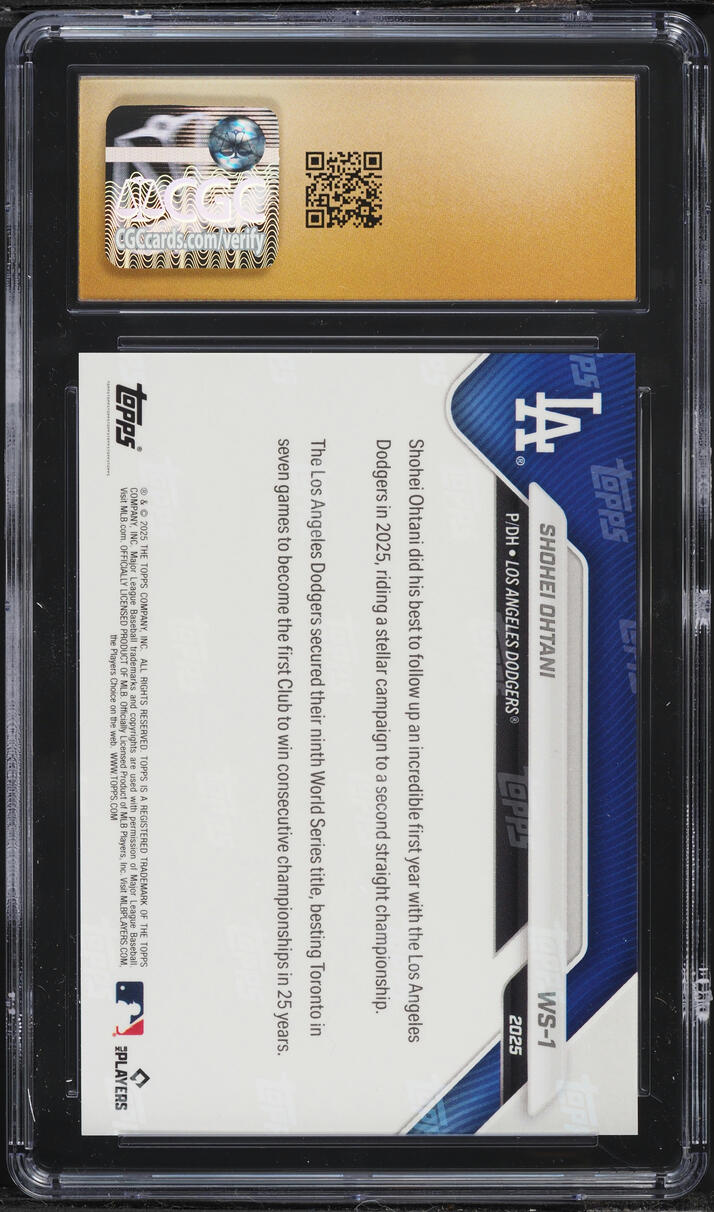 2025 Topps Now World Series Champions Shohei Ohtani #WS-1 CGC 10 PRISTINE