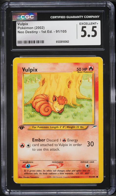 2002 Pokemon Legendary Collection Reverse Holo Vulpix #98 PSA 9