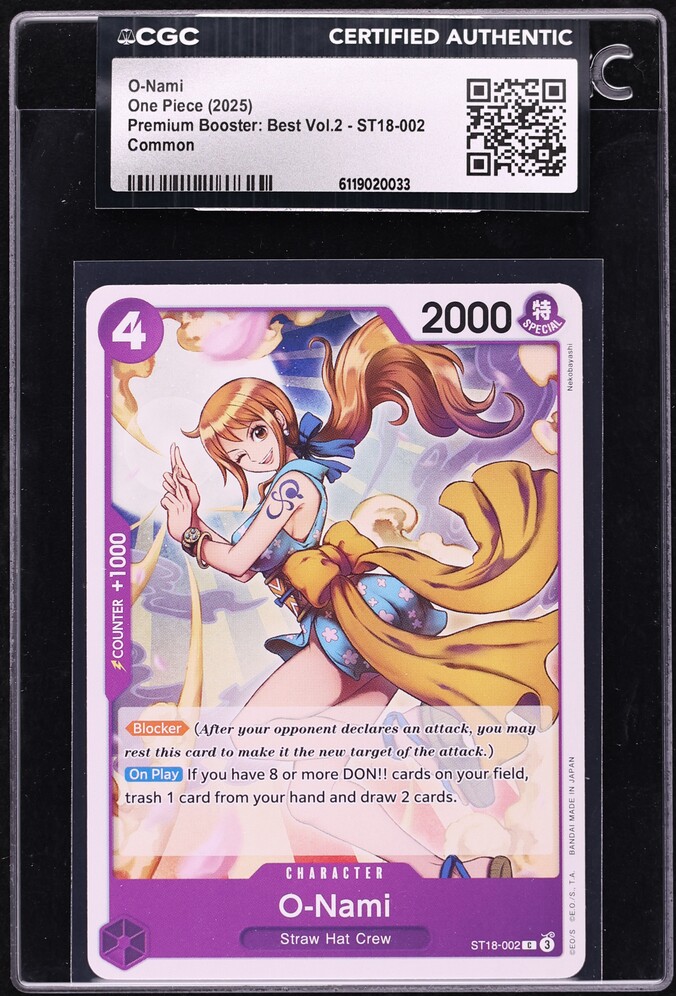 2025 One Piece Premium Booster Best Vol.2 O-Nami #ST18-002 CGC AUTH
