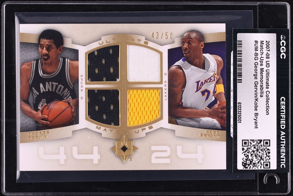 2007 Ultimate Collection Match-Ups George Gervin Kobe Bryant PATCH /50 #UM-BG CGC AUTH