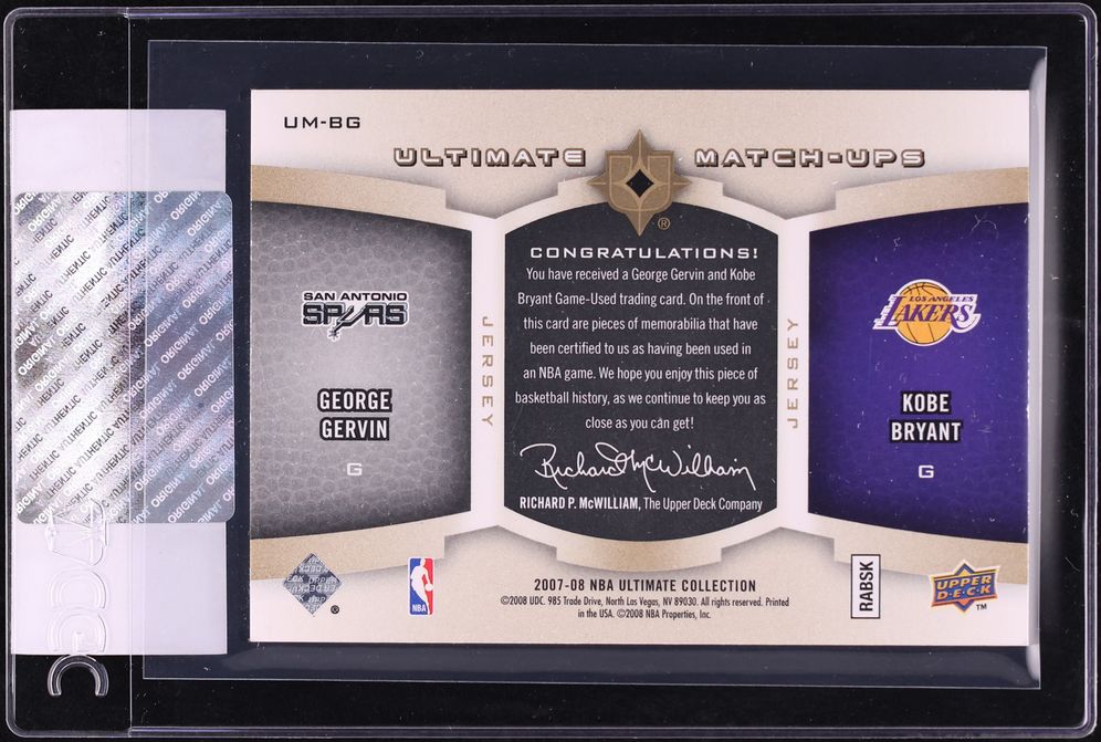 2007 Ultimate Collection Match-Ups George Gervin Kobe Bryant PATCH /50 #UM-BG CGC AUTH