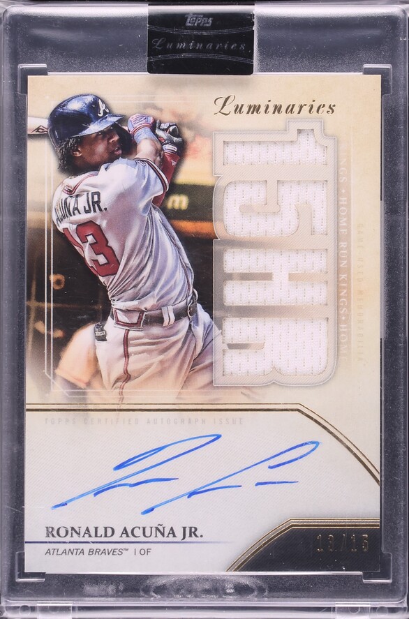 2020 Topps Luminaries Home Run Kings Ronald Acuna Jr. PATCH AUTO /15 #HRKAR-RAJ CGC AUTH