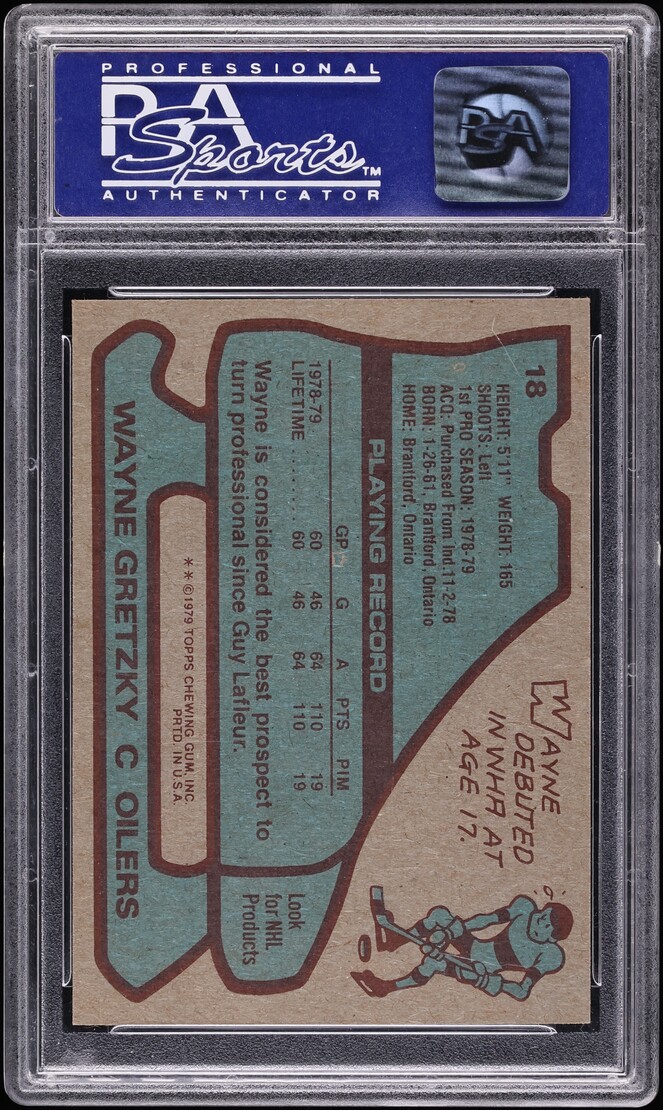 1979 Topps Hockey Wayne Gretzky ROOKIE #18 PSA 8 NM-MT