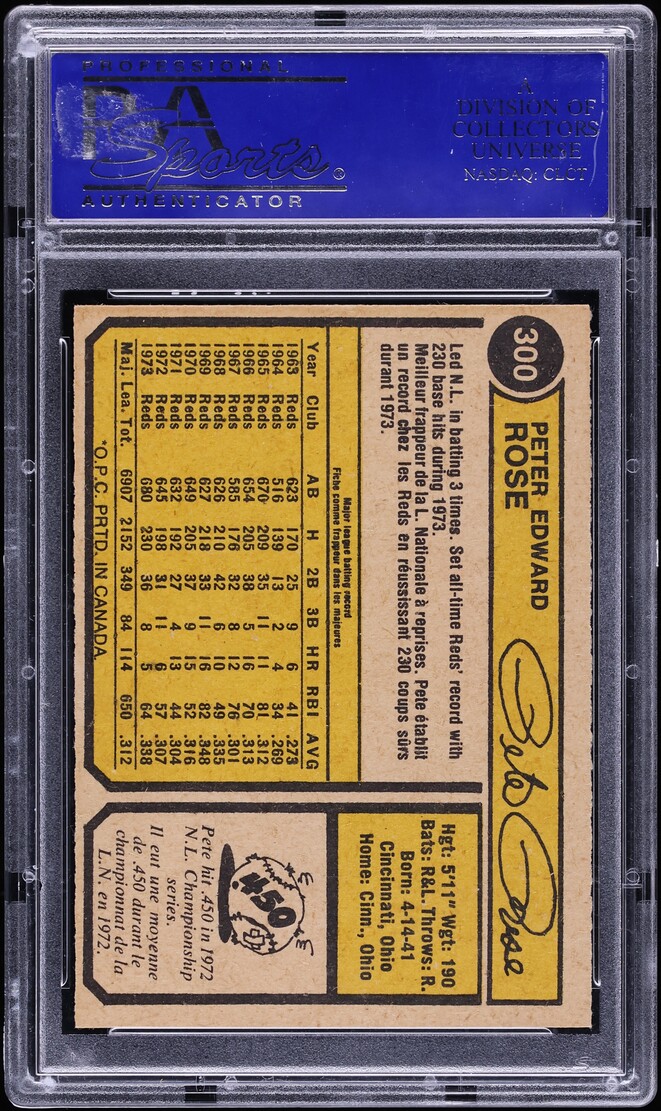 1974 O-Pee-Chee Pete Rose #300 PSA 8(oc) NM-MT