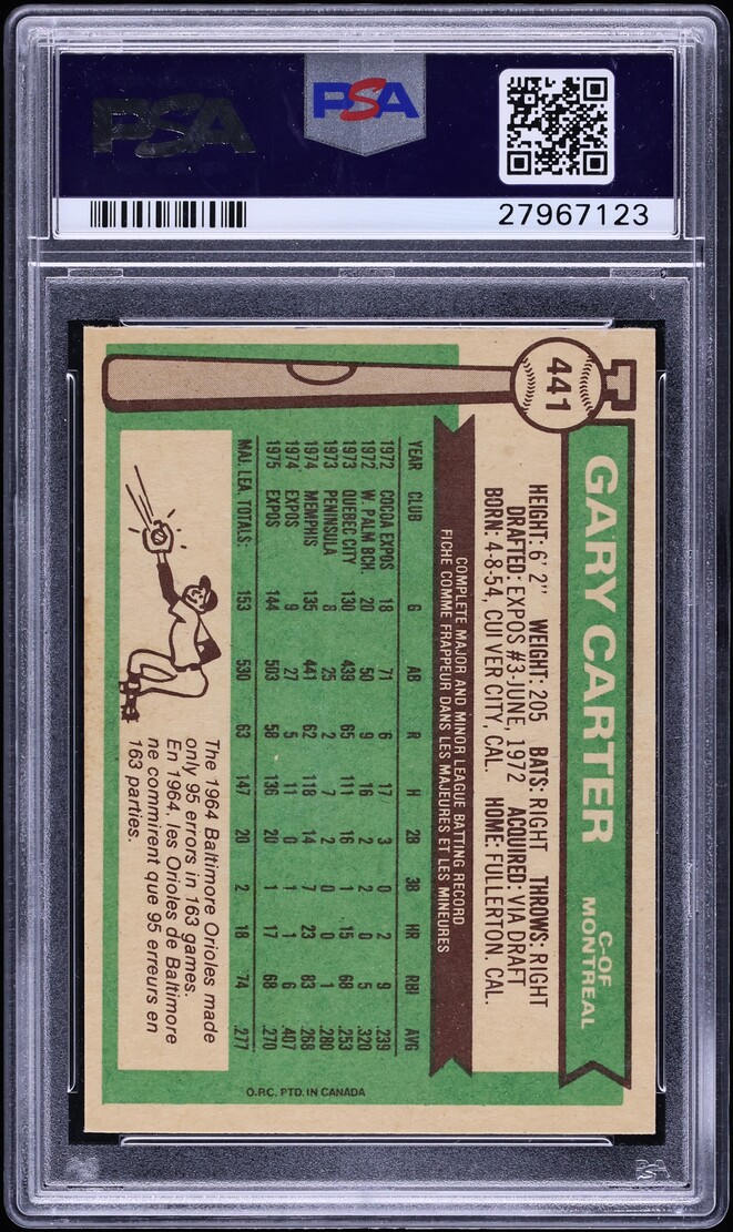 1976 O-Pee-Chee Gary Carter #441 PSA 8 NM-MT